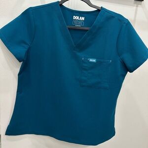 DOLAN one pocket caribbean blue scrub too XS petite